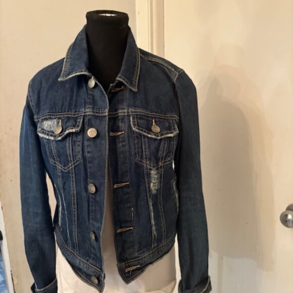 Free People distressed jean jacket - Picture 1 of 4